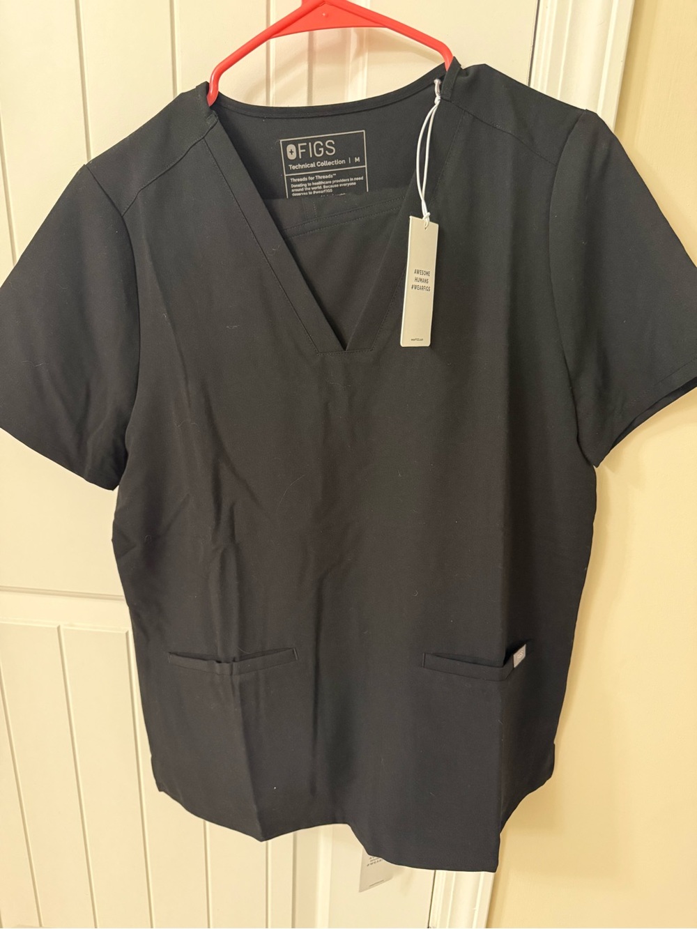 FIGS Women's Black V-Neck Scrub Top